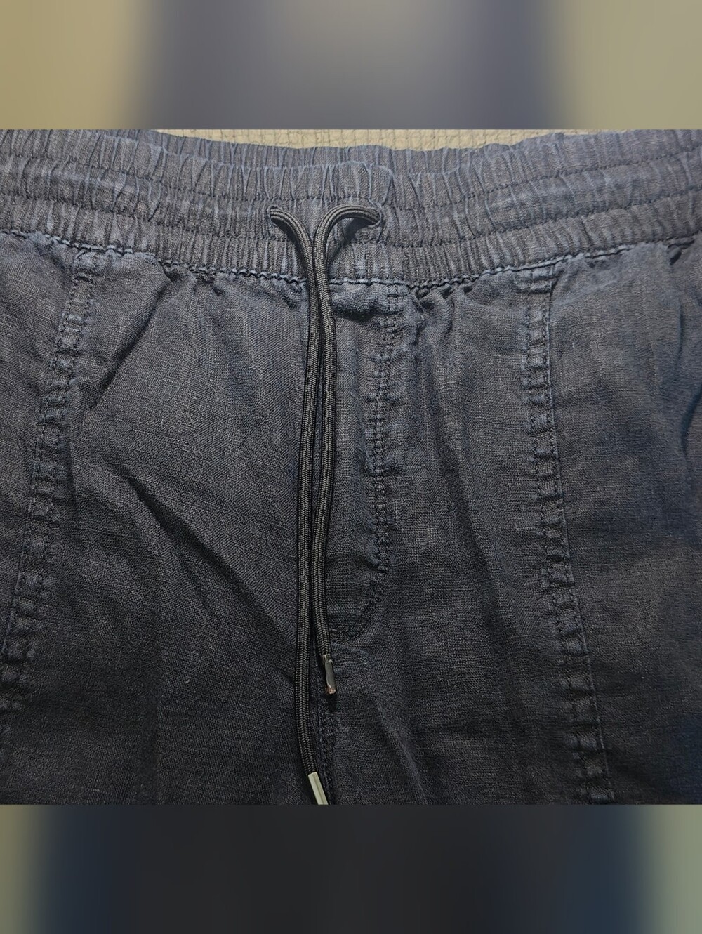 Women's Drawstring Linen Crops - Black